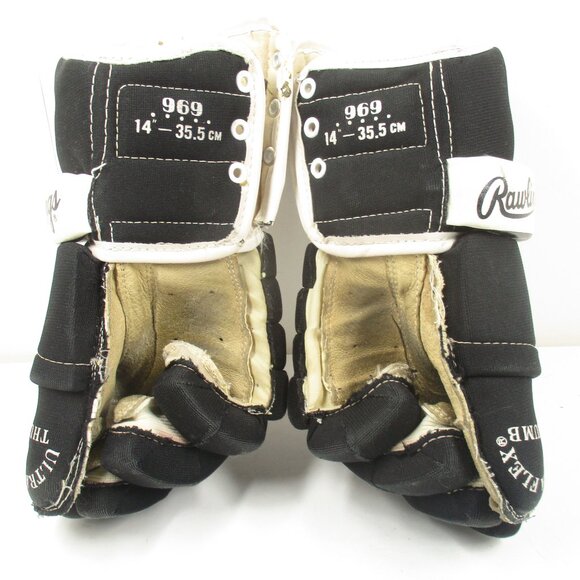 Vintage Rawlings 969 Magnum Juniorr Hockey Gloves 14" - 35.5 cm Black & White - Picture 2 of 10